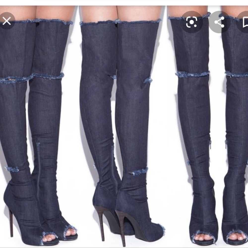 Dark deniem ripped boots